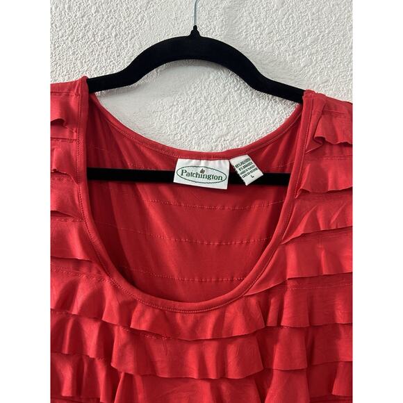 Patchington Womans Size Large Midi Tiered Ruffle Red Dress Funky Artsy Kitschy - Picture 3 of 9